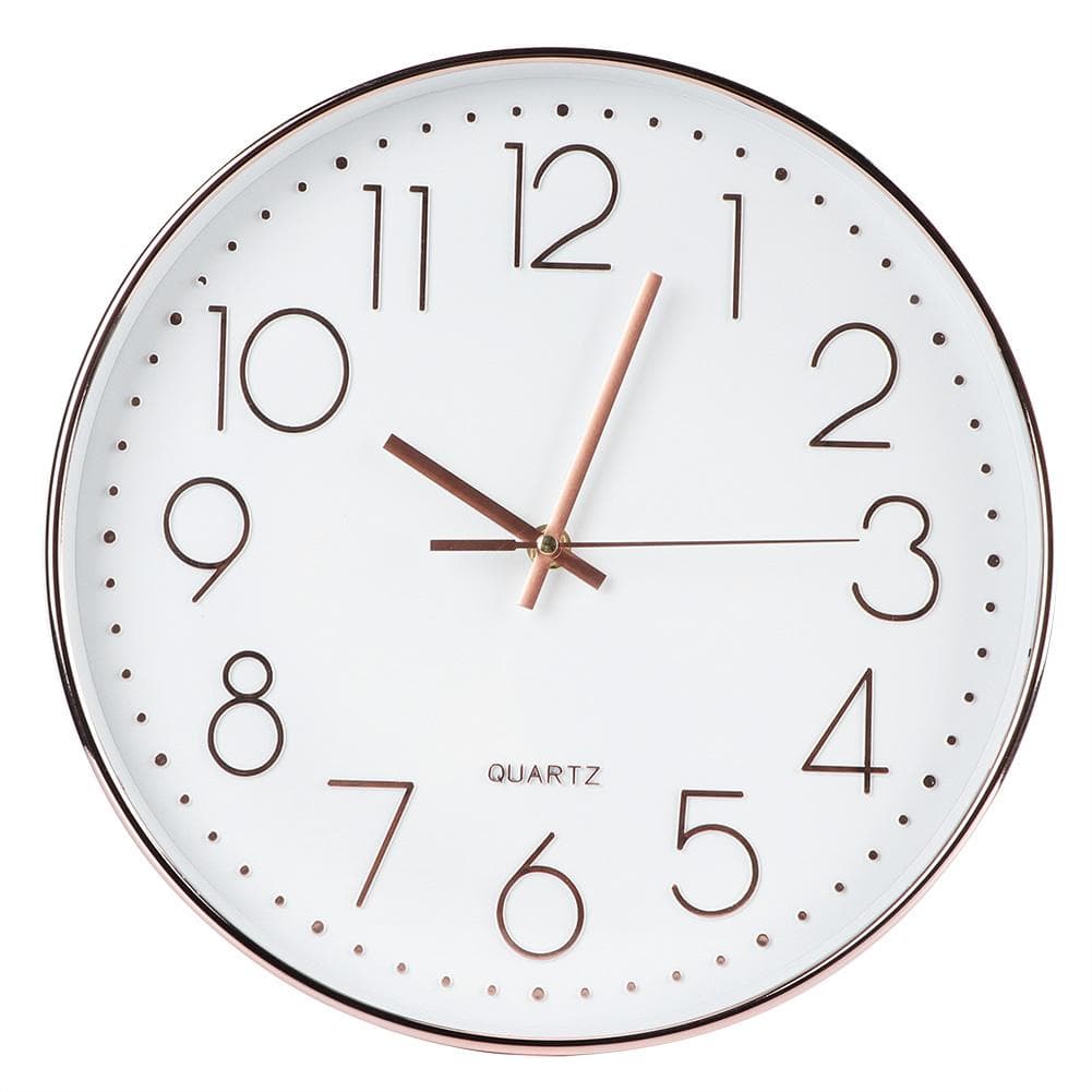 Simple Mute Quartz Wall Big Watch Hanging Clock Home Office Bedroom Decoration (Rose Gold)