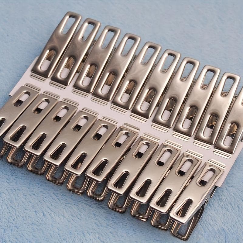 20 Sturdy Stainless Steel Clothespins - Windproof Clothespins, Multi-functional Metal Clips, Rustproof, Easy for Home Use 20 pieces