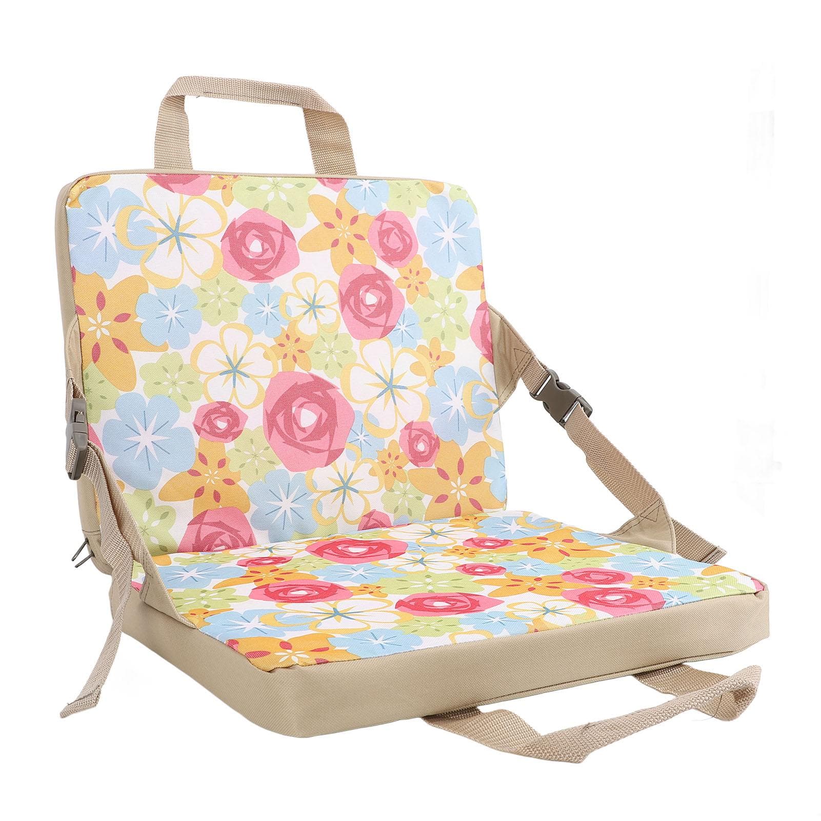 Folding Stadium Pad with Back 600D Oxford Fabric Thick Floral Portable Bleacher Chair for Children