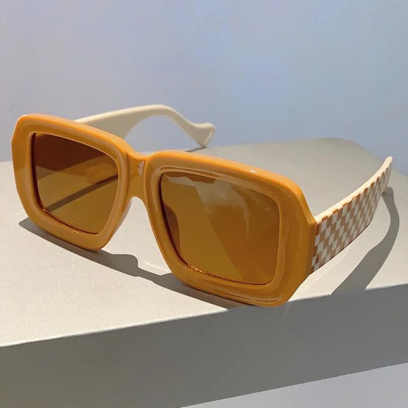New Big Frame Square Chessboard Grid Sunglasses Women Men Luxury Brand Designer Vintage Pink Punk Shades UV400 As the picture