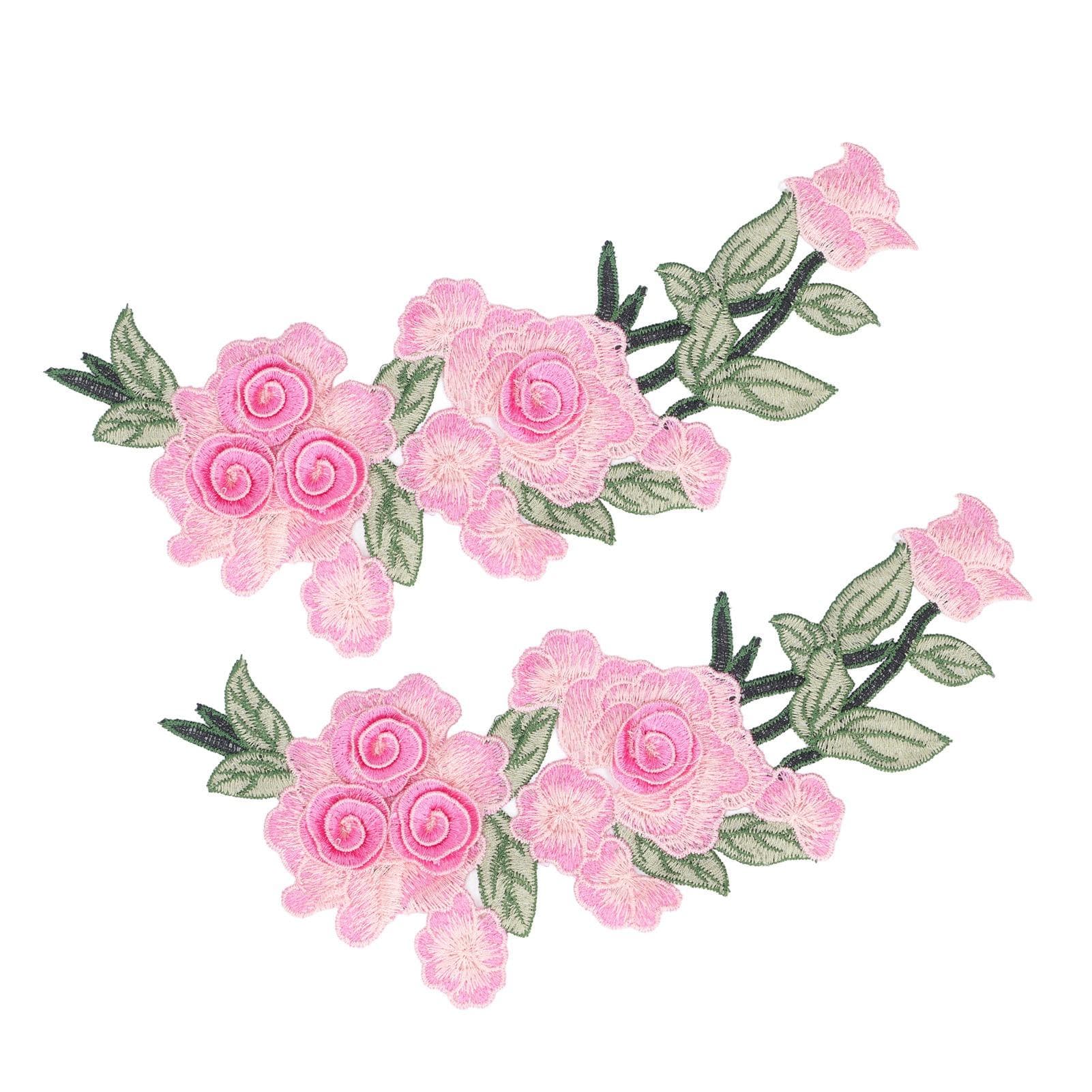 Embroidered Patch Flower Cotton Environmental Protection Unique DIY Clothing Accessories for Vests rose red