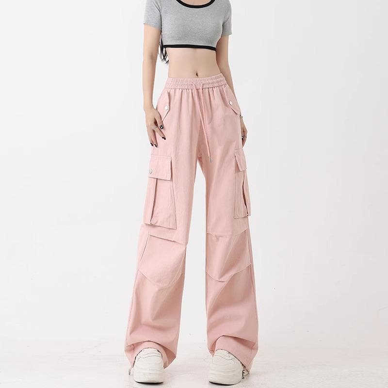 Retro Work Pants for Women In Spring and Autumn New Casual High Waist Straight Drawstring Tie Feet Wide-leg Long Trousers 5XL