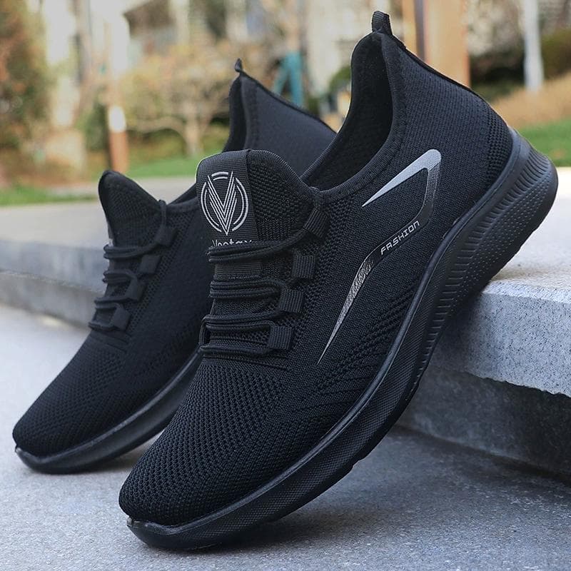 Men's Shoes Spring Casual Shoes Breathable Mesh Surface Outdoor Sneakers for Men 45 black