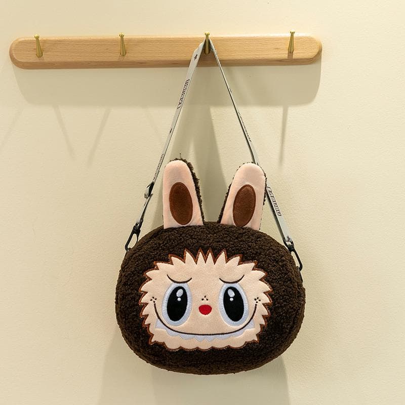 Cute And Colorful Labubu Plush Animal Shoulder Bag Stylish Crossbody Purse For Children Brown Large