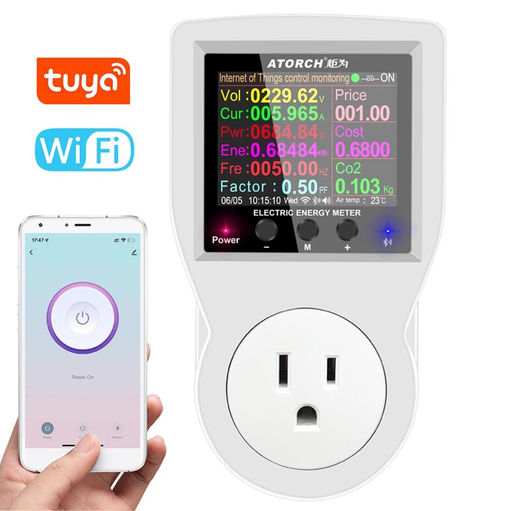 Tuya Wifi Intelligent Power Socket Electricity Power Monitor Multi-energy Monitoring Meter 2.4 US Plug multicolour