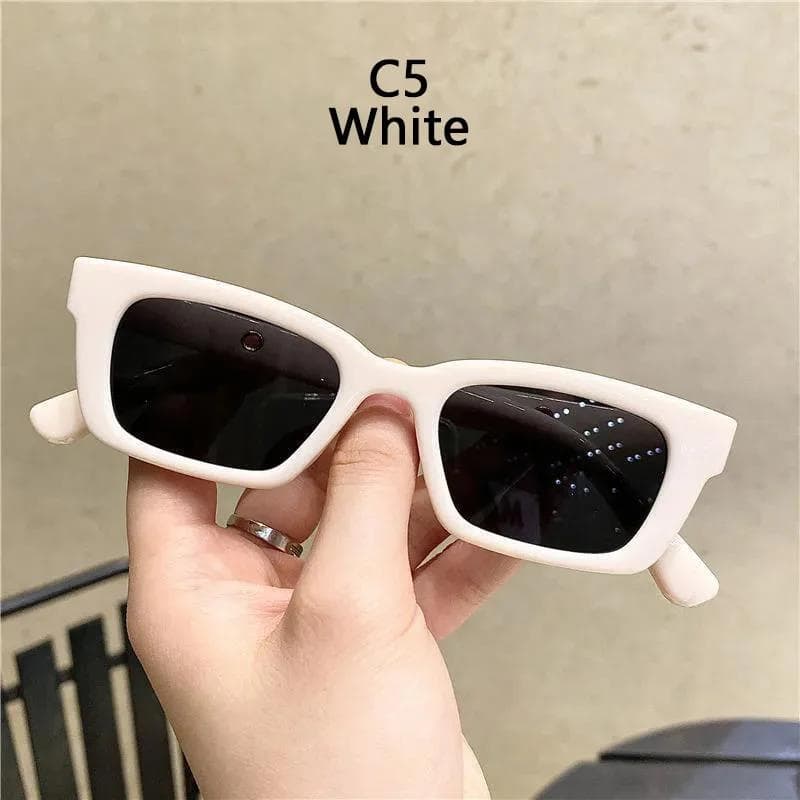 Small Rectangle Women Sun Glasses UV Protection Retro Square Black Sunglasses Luxury White Decoration Eyewear SHOW AS PICTURE