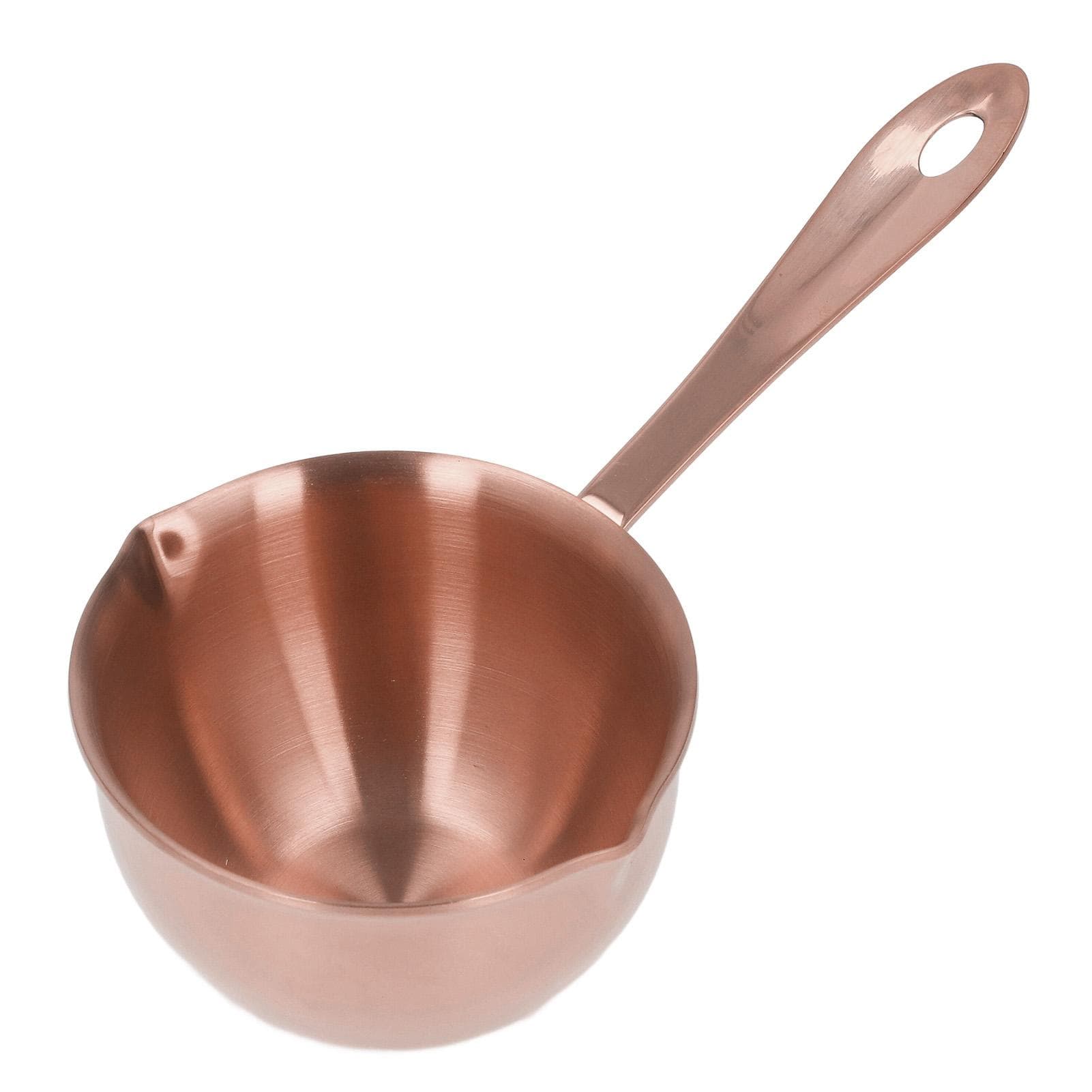 Stainless Steel Saucepan Professional Home Cooking Sauce Pan with Pour Spouts for Milk Chocolate L(for 6.5-9kg) rose gold
