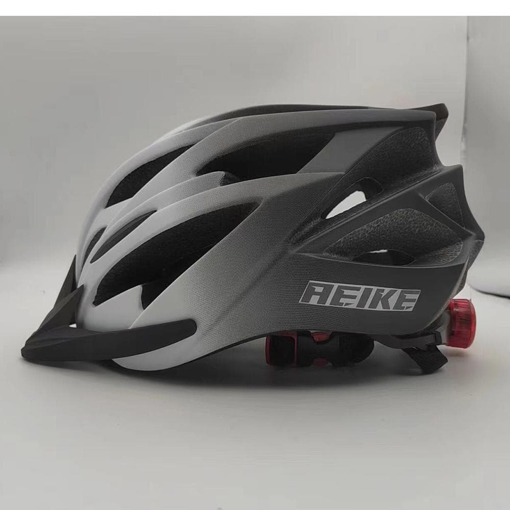 Aeike Bicycle Helmet for Adults Lightweight Cycling Bike Helmet with LED Light for Mountain Biking black/white