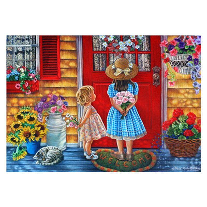 DIY Diamond Painting Full Round Rhinestone Embroidery Sisters Home Cross Stitch Cross Stitch 20X30CM