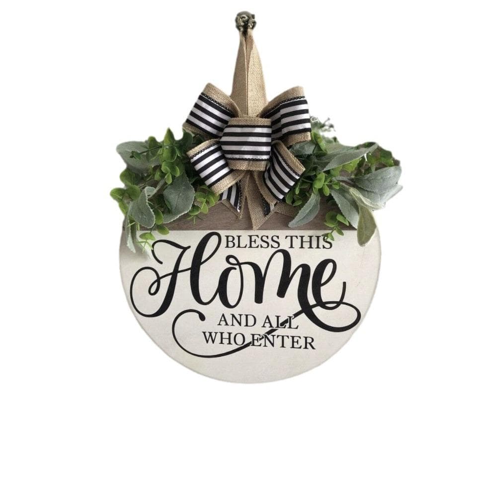 Spring Wreath Door Decorations, HOM Wood Signs, Decorative Welcome Door Signs, Faux Flowers, Front Door Sign Hanger Wreaths, New Year's, Spring 30*30*0.5