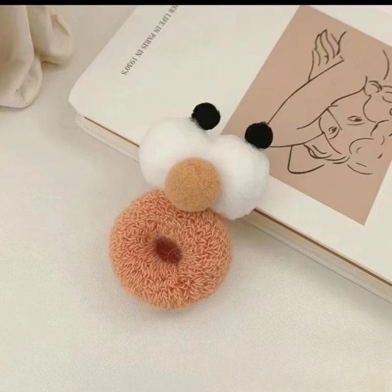 New Autumn and Winter Funny Selling Big Eyes Rope Girl Heart Candy Color High Elasticity 2-16 Years Old Hair Band one size khaki