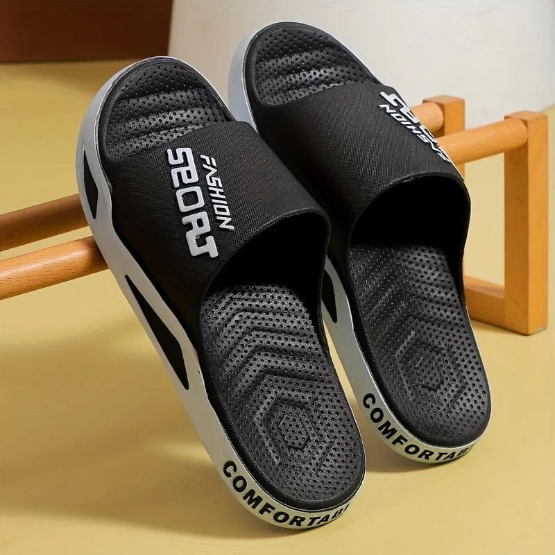 Men's Fashion Slippers Non-slip and Deodorant Summer Beach Sandals 36-37 black