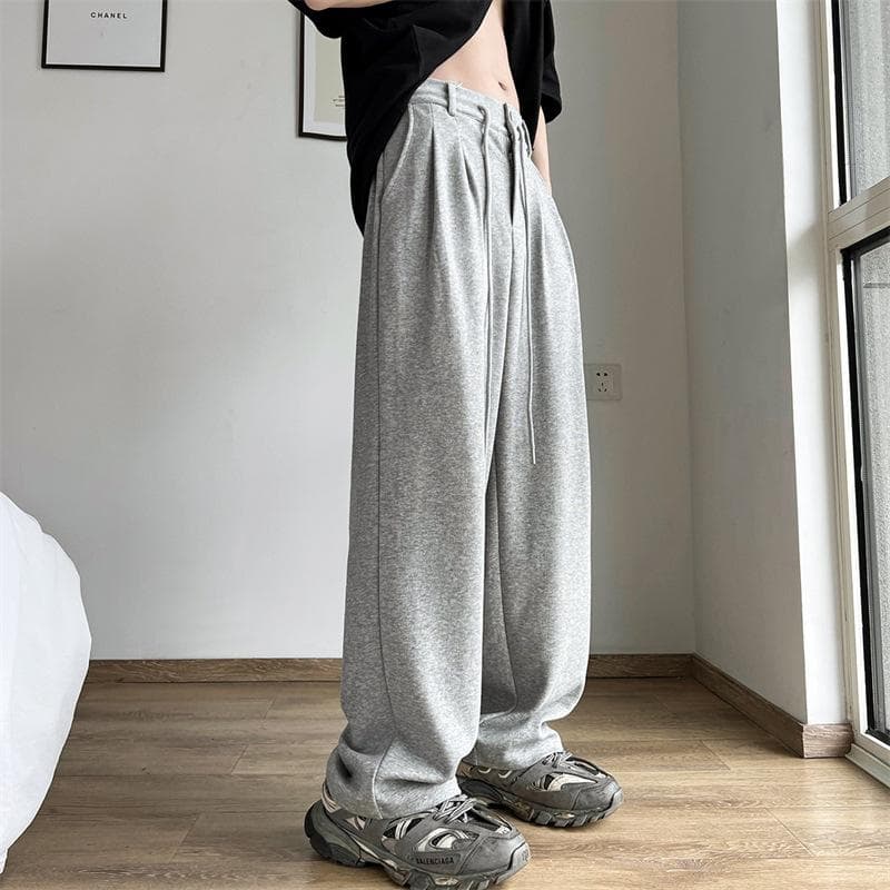 Loose Casual Drawstring Straight Pants for Women In Autumn Elastic Waist Small Sports Pants for Women In Summer 2XL grey
