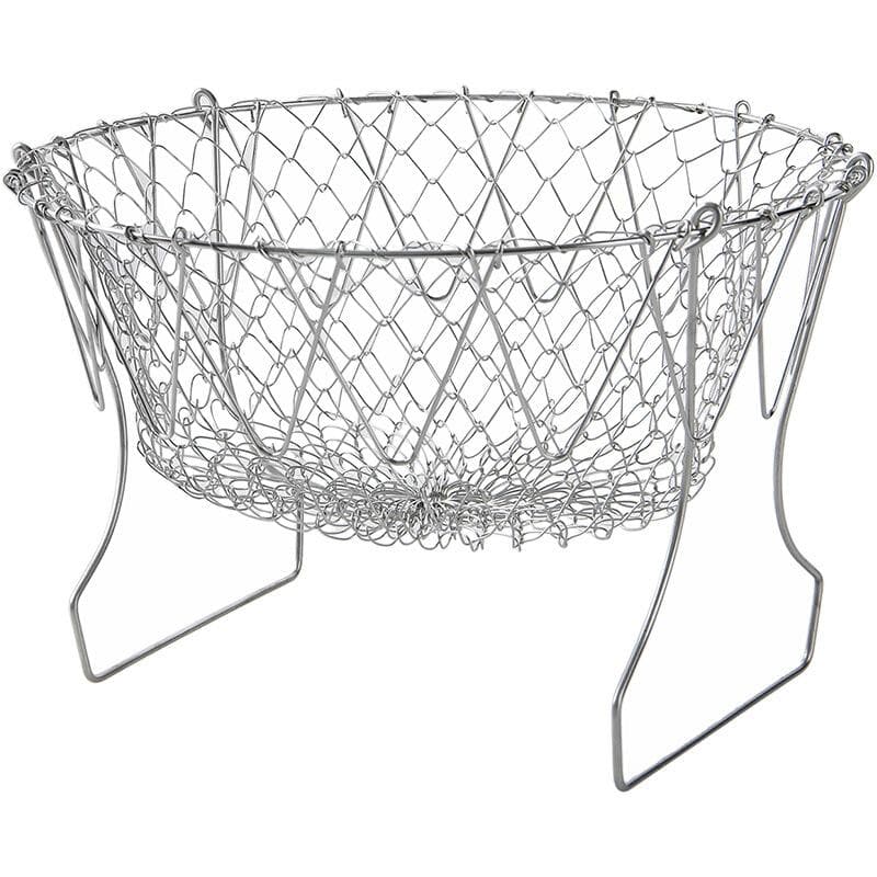 Colanders Folding Frying Basket Stainless Steel Filter Fryer Leak Net Churned Basket Drain Oil Through Mesh Sieve Cocina Cozinha 201 stainless steel