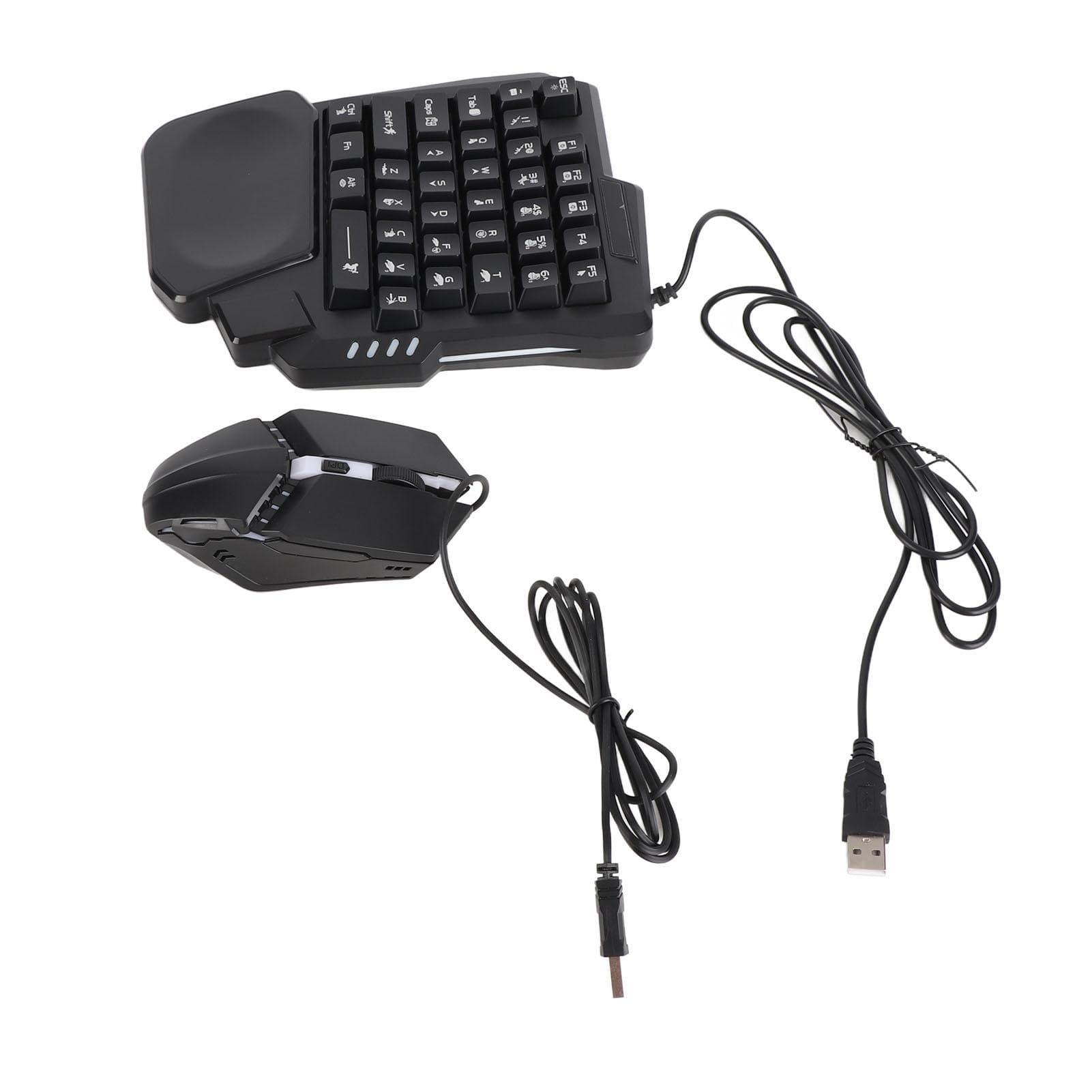 RGB Backlit Keyboard Mouse Combo Single Hand Gaming Keypad Mouse Converter with Adjustable Phone