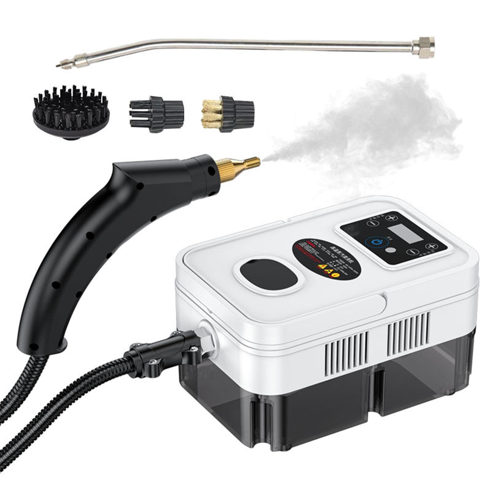 Handheld Multi-surface Steam Cleaner with 4pcs Accessories Touch Screen 6 Levels Adjustable 15s US plug white