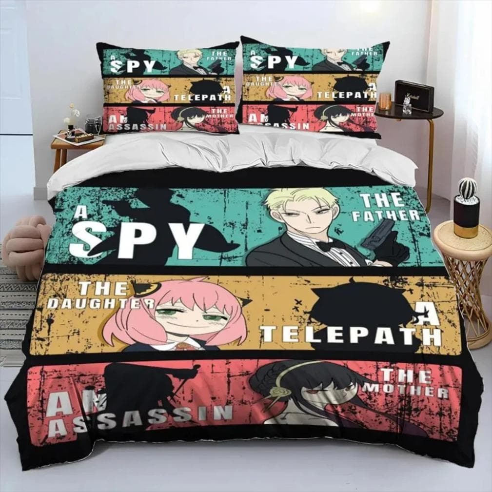 Cute Anime Spy X Family Bedding Set,Spy x family Anya Duvet Cover,Quilt Cover for Boys Girls Single Twin Queen Size 135x200cm 2pcs
