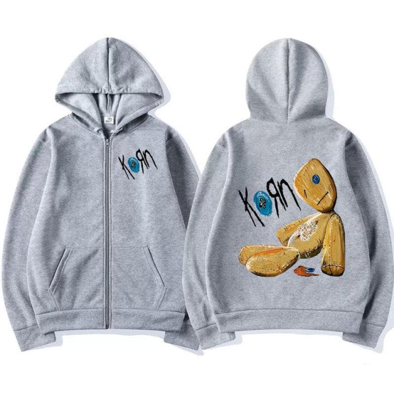 Korn Issues Rock Band New Black Zipper Hoodie Metal Gothic Vintage Oversized Zip Up Hoodies Streetwear Men Women Jacket Coats L