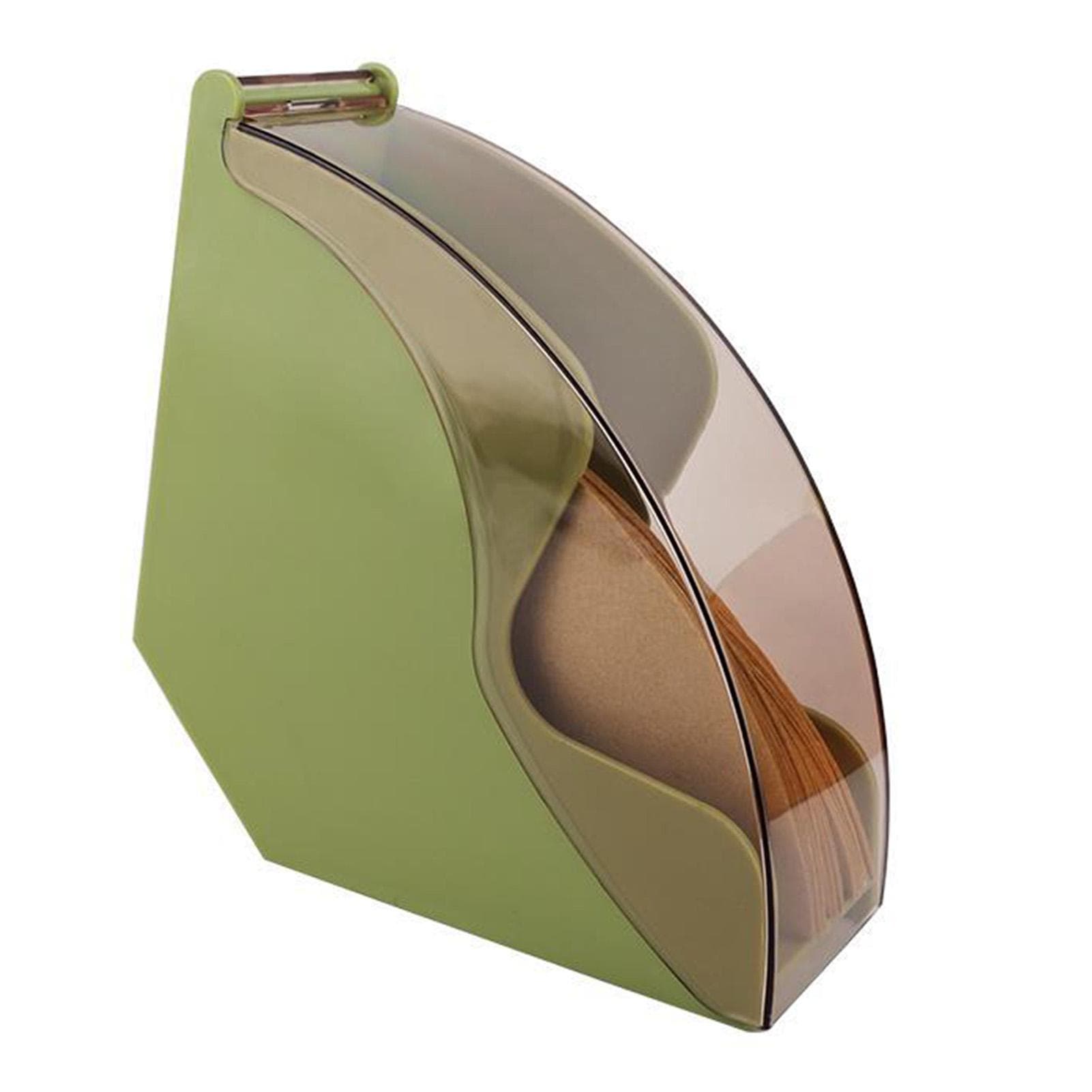 Acrylic Coffee Filter Holder with Lid Fan Shaped Filter Paper Dustproof Storage Box Dispenser green