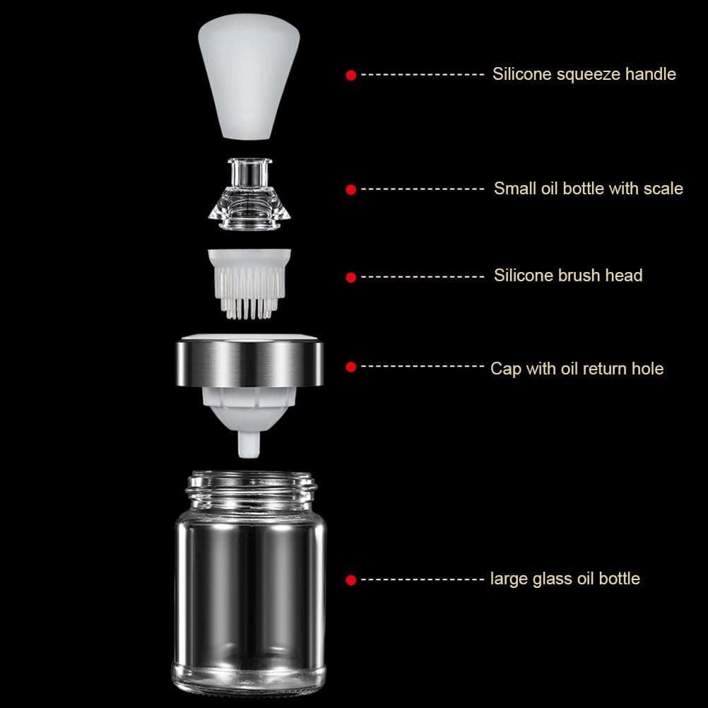 Glass Olive Oil Bottle with Silicone Brush Dropper Measuring Oil Dispenser Bottle for Barbecue