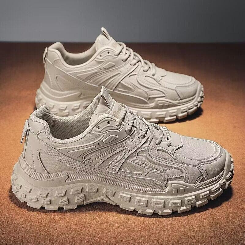 Labor Protection Shoes Men's Summer Breathable Mesh Shoes Man Antiskid Wear-resistant Sports Casual Running Dad's Shoes 44 beige
