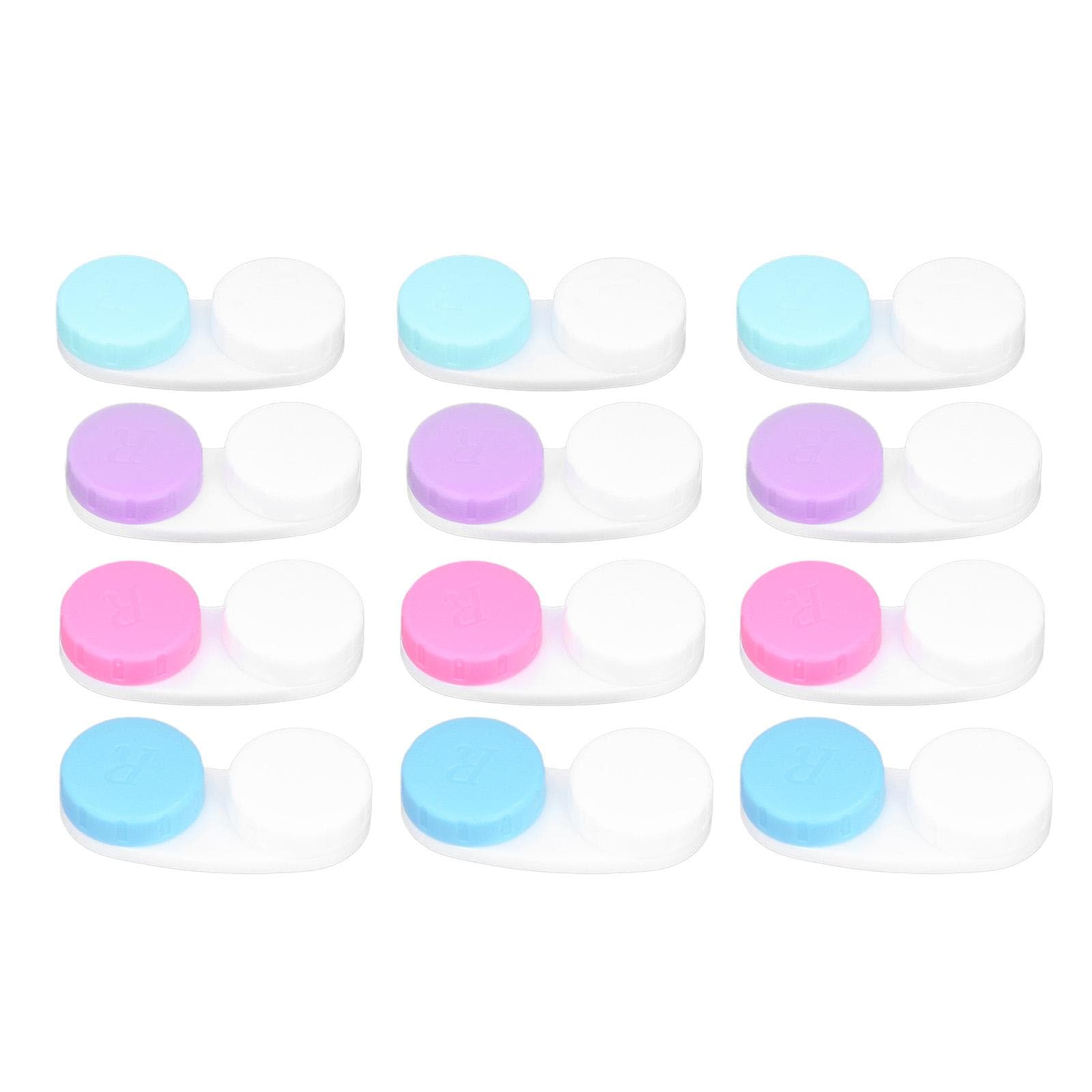 12Pcs Contact Lens Case Eco Friendly Plastic Left Right Glossy Surface Small Portable Different