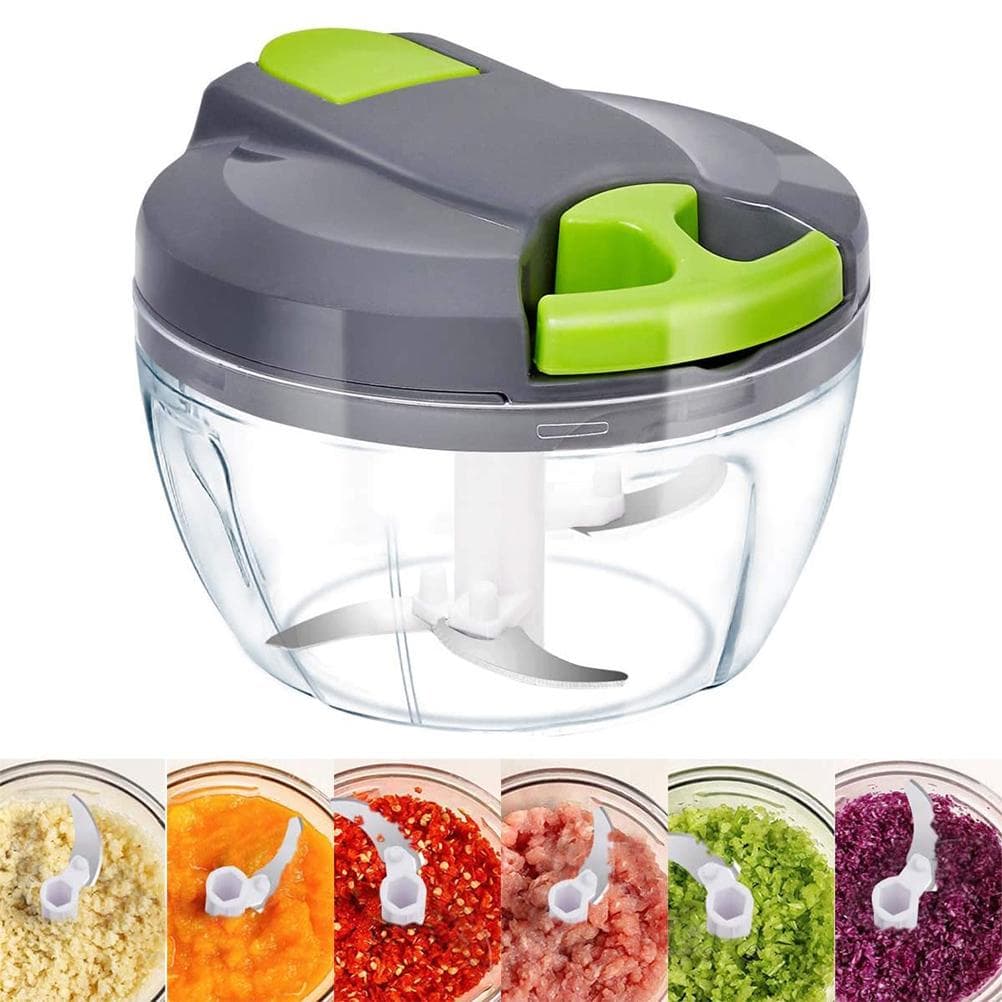 Manual Food Chopper 3 Blades Manual Food Processor Hand Held Garlic Chopper for Vegetables Fruits