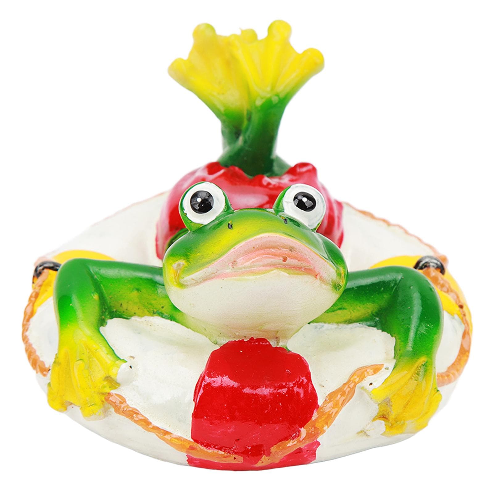 Frog Pond Ornaments Resin Colorfast Easy Float Water Floating Frog Garden Statue for Home Garden Swimming Ring Frog