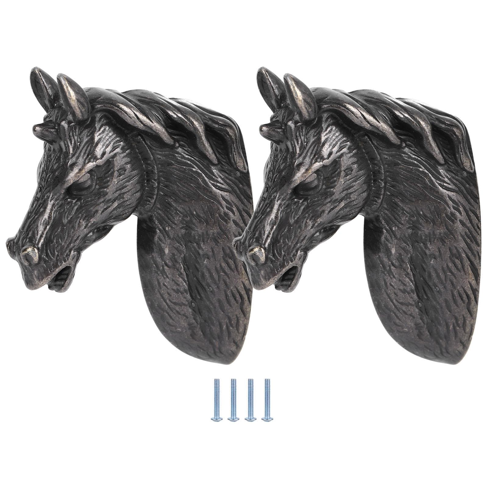 2 Sets Modern Stylish Cabinet Handles Horse Head Pull Kitchen Wardrobe Drawer Door Knob3999 Silver