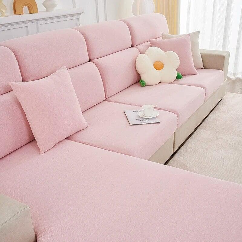 Solid Color Sofa Seat Cushion Cover Adjustable Sofa Cover Sofa Slipcover Furniture Protector For LivingRoom Pets Kids Home Decor 1PC Pillow Cover