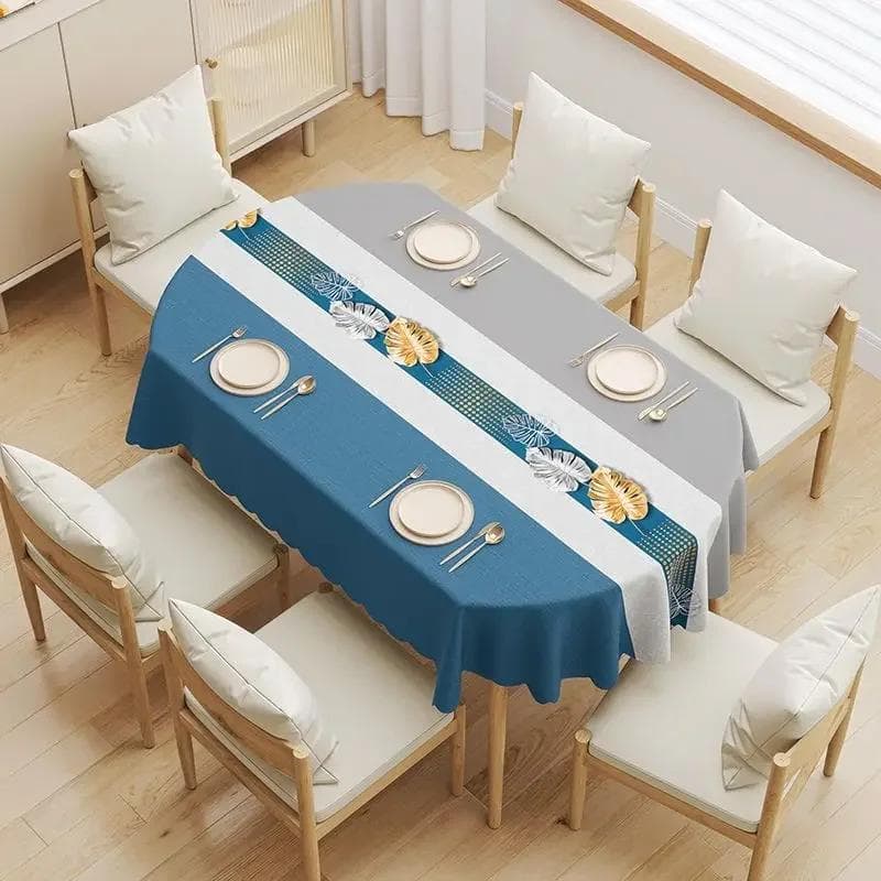 Oval Dining Table Cover Waterproof Oil Resistant Wash Free Scald Resistant PVC Cover Cloth NEW Household Foldable Table Cloth 138x200cm