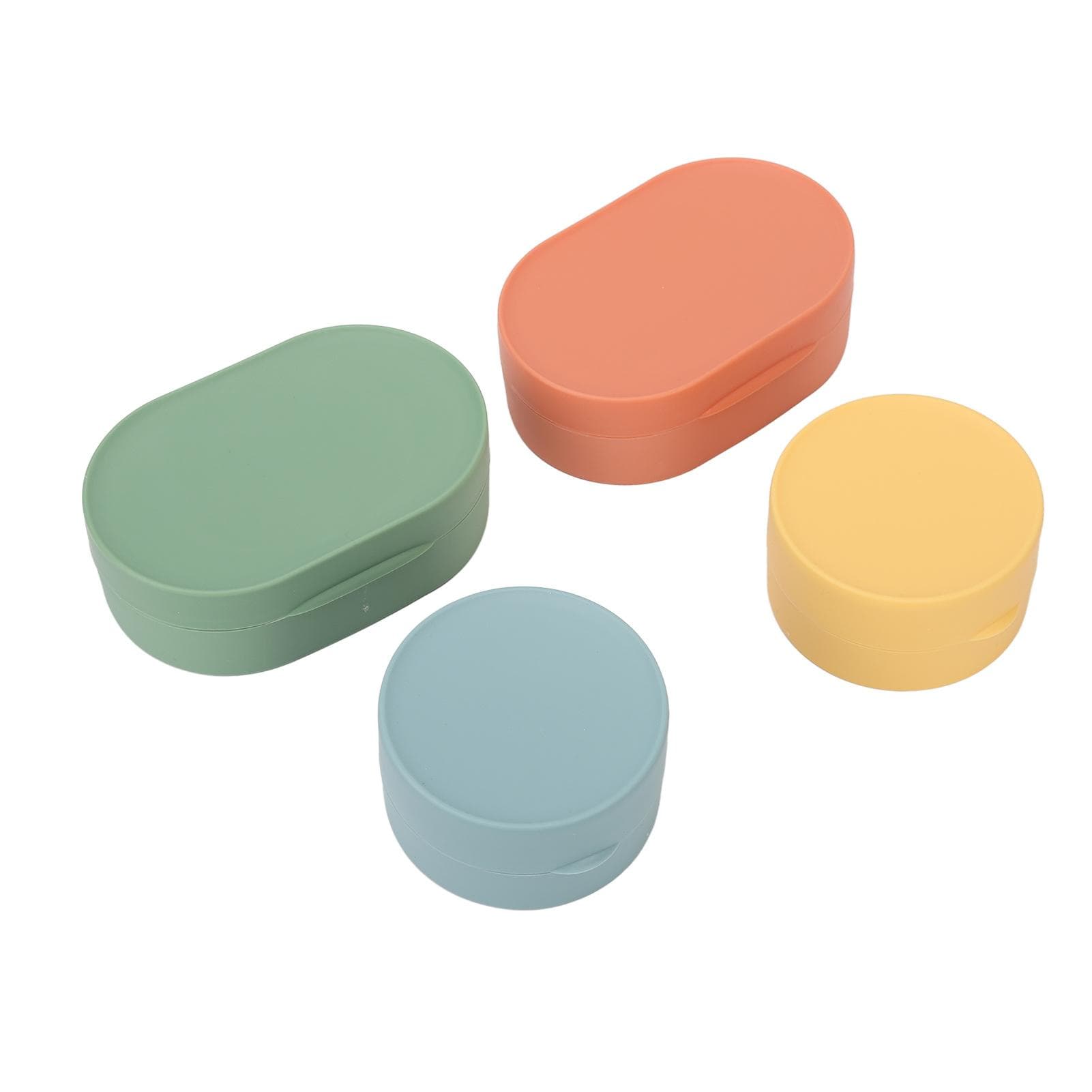 4pcs Soap Cases Portable Round Oval Holders Toilet Soap Containers Storage Boxes with Foaming Nets