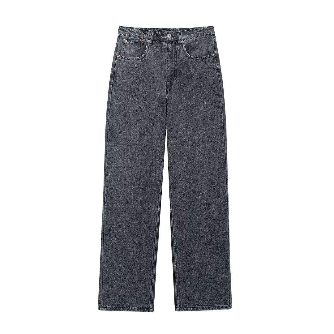 Women's Clothing with Hole Decoration, Loose Jeans, Spring and Summer Clothing L grey
