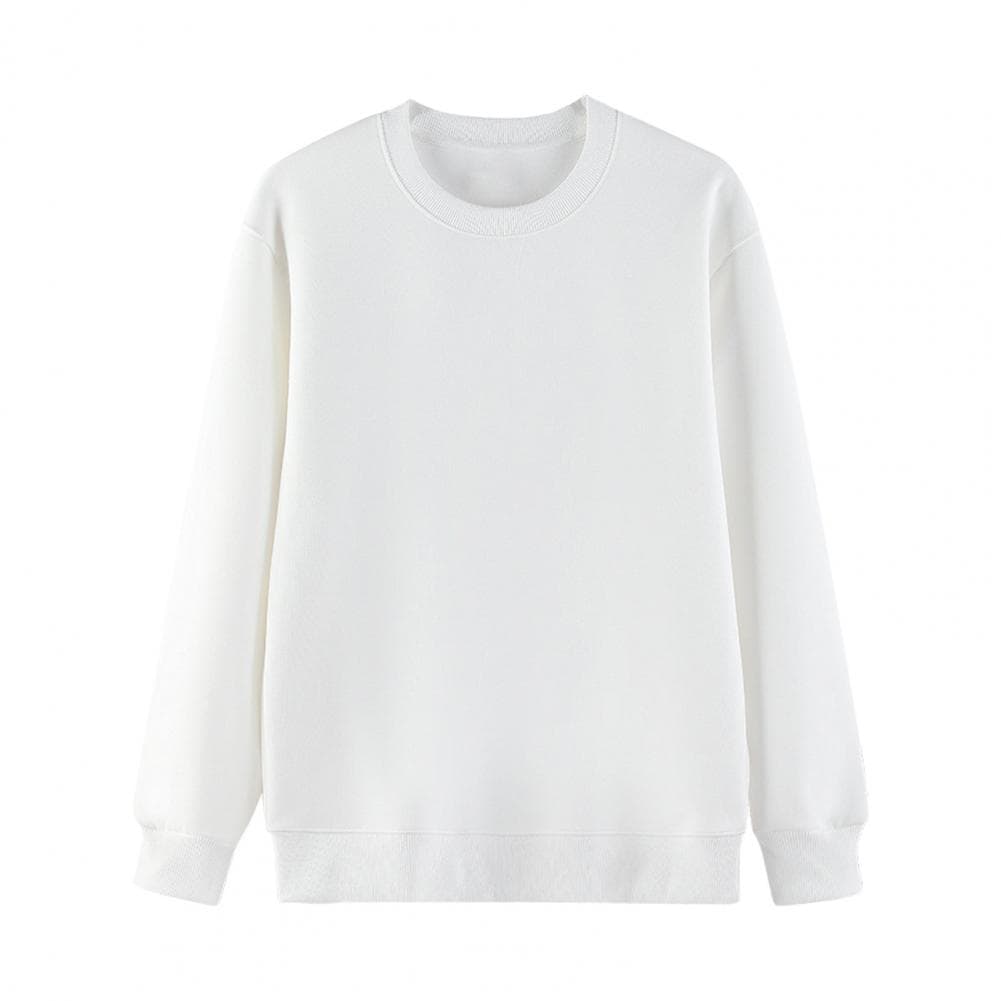 Unisex Fall Winter Sweatshirt Round Neck Long Sleeves Elastic Thread Cuff Pure Color Thermal Bottoming Top Basic Clothes Spring M