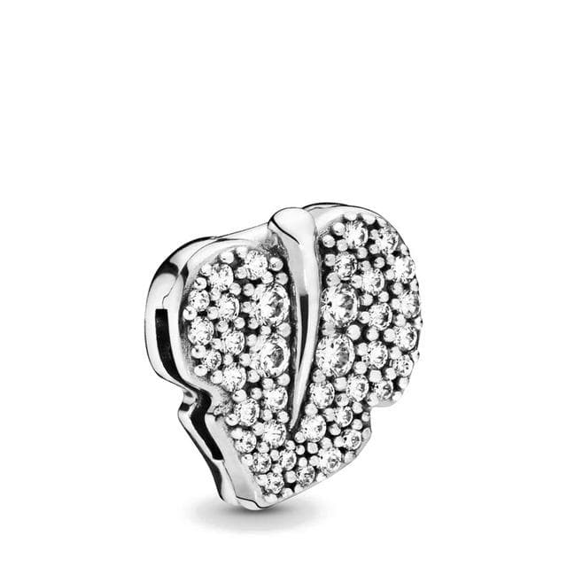 925 Silver Reflections Clip Beads Heart Daisy Waterdrop Leaf White Charms Beads Fit Original Women Bracelet