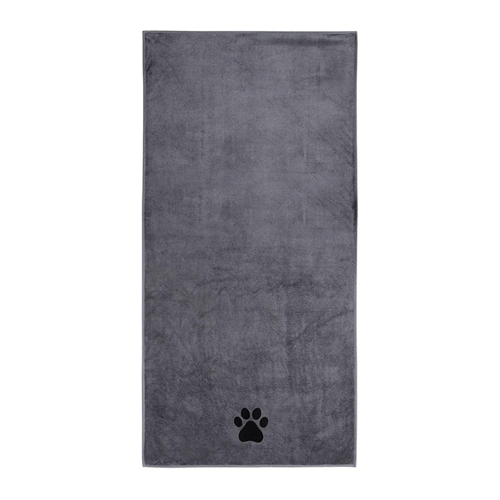 Microfiber Pet Bath Towel Embroidered Super Soft Absorbent Quick-Dry Thick Dog Cat Blanket For Dogs Bathrobe Grooming Supplies 35x75cm grey