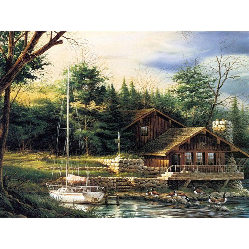 Full Round Drill Diamond Embroidery Small Lake 5D DIY Diamond Painting Cross Stitch Rhinestone 20X30CM