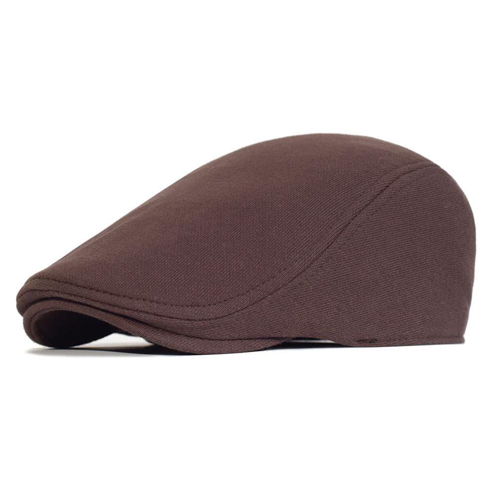 Cotton Newsboy Caps Men Women Hat Soft Casual Beret Solid Unisex Retro Hat Driver Flat Cap The waiter Cap Adjustable 56-59 cm brown
