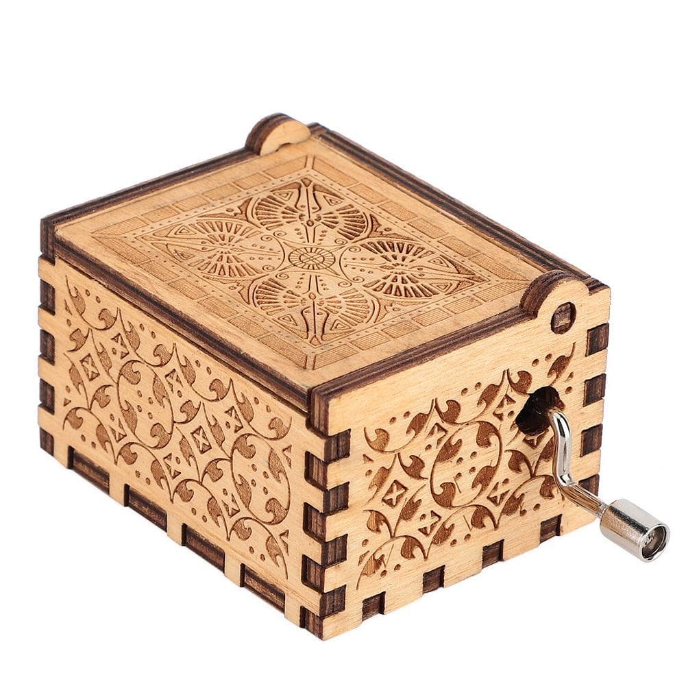 Hand Crank Carved Plywood Music Box Wooden Engraved Musical Toy Crafts Kid Gift Home Decor (#1)