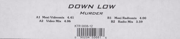 12inch Record DOWN LOW Murder KTR000812 KTown Records 1996 Germany Rap HipHopRB Used