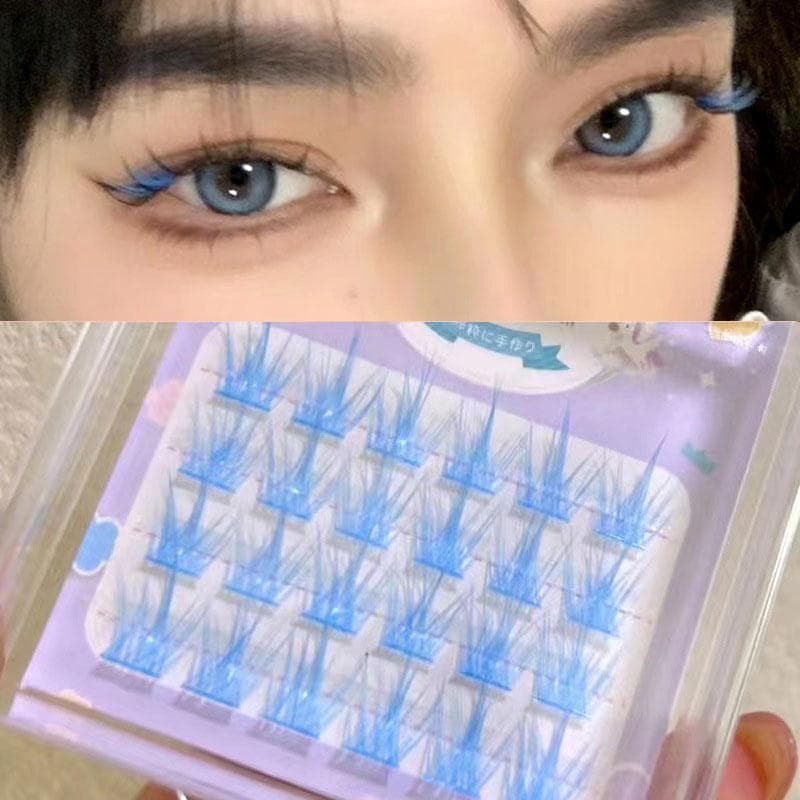 Pink/White/Blue/Purple Colored Eyelash Clusters Lashes Colored False Eyelashes Natural Long Lashes Extension Eye Makeup blue