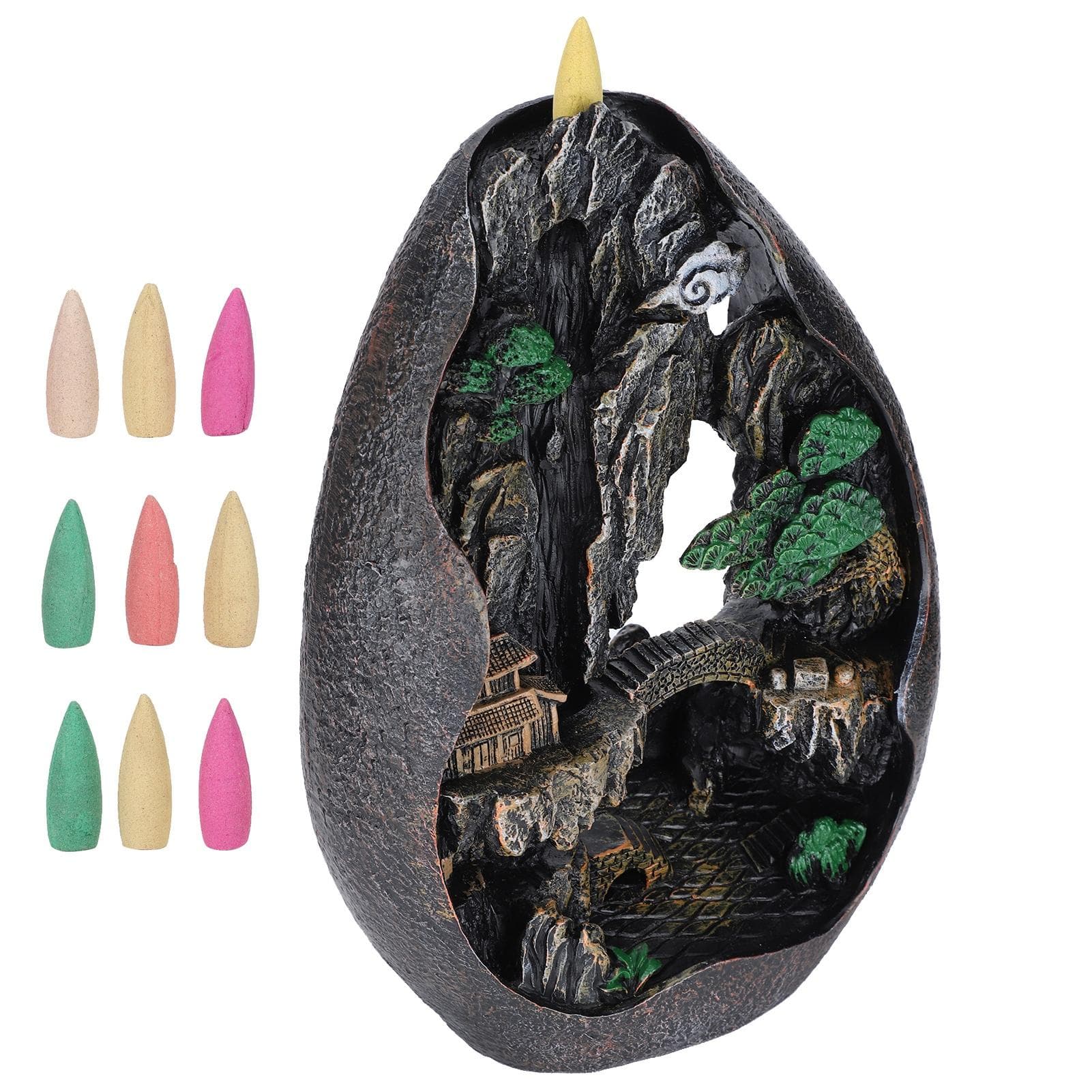 Backflow Incense Smoke Burner Resin Holder for Home Bed Room Decoration Ornament