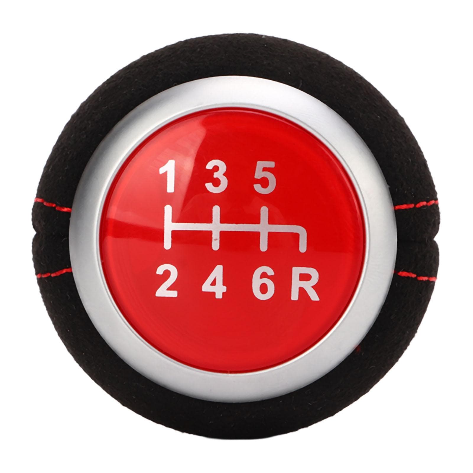 Car 6 Speed Gear Shift Head Silver Ring Ergonomic Wear Resistant Replacement for Subaru Red Top red