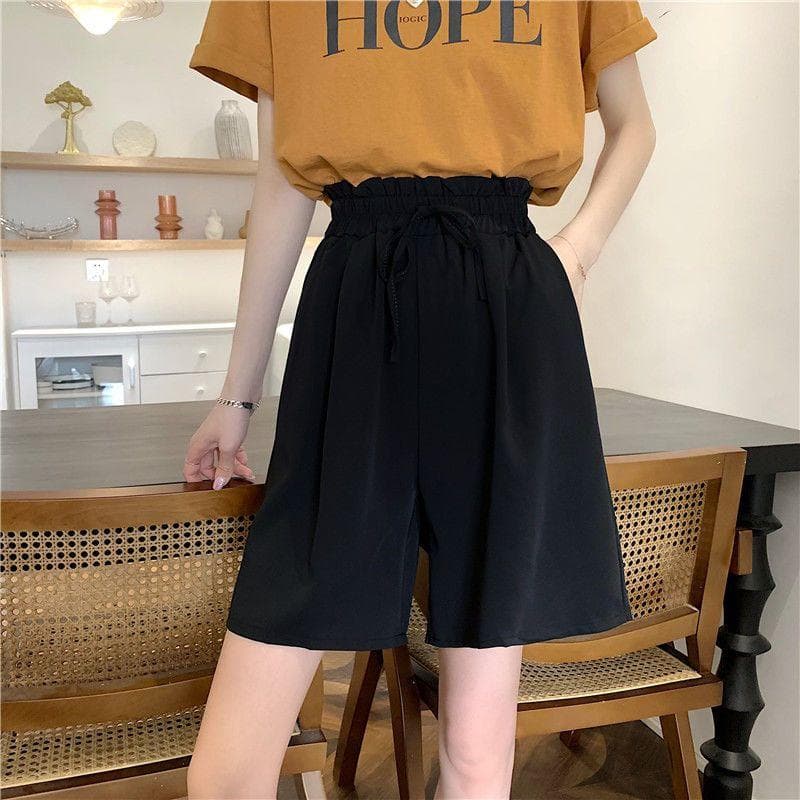 Summer Five-minute Pants, Women Loose Hundred High Waist New Wide Leg Pants, Thin Casual Shorts Female Tide 2XL recommends 125-70kg