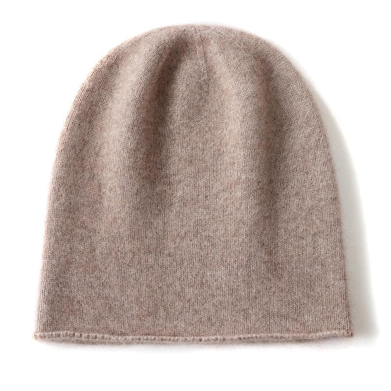 Winter 100% Cashmere Knitted Unisex Warm Hat High Quality Solid Leisure Sleeve Hat Men's And Women's High Quality Hat One Size
