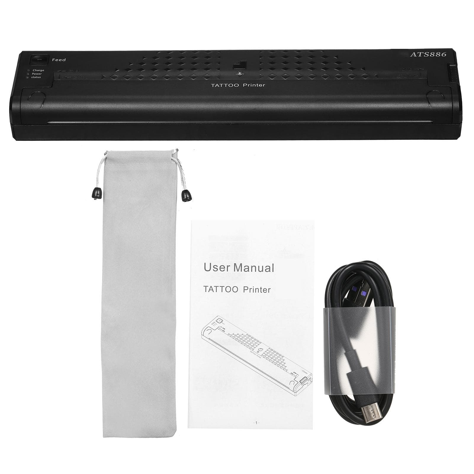 Cordless Tattoo Transfer Stencil Printer Portable Rechargeable Tattoo Printer Tattoo Transfer black