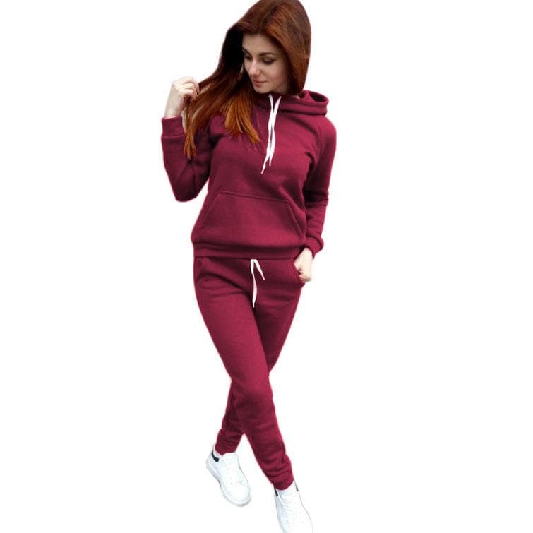New Women's Fleece Sports Suit 3XL wine red