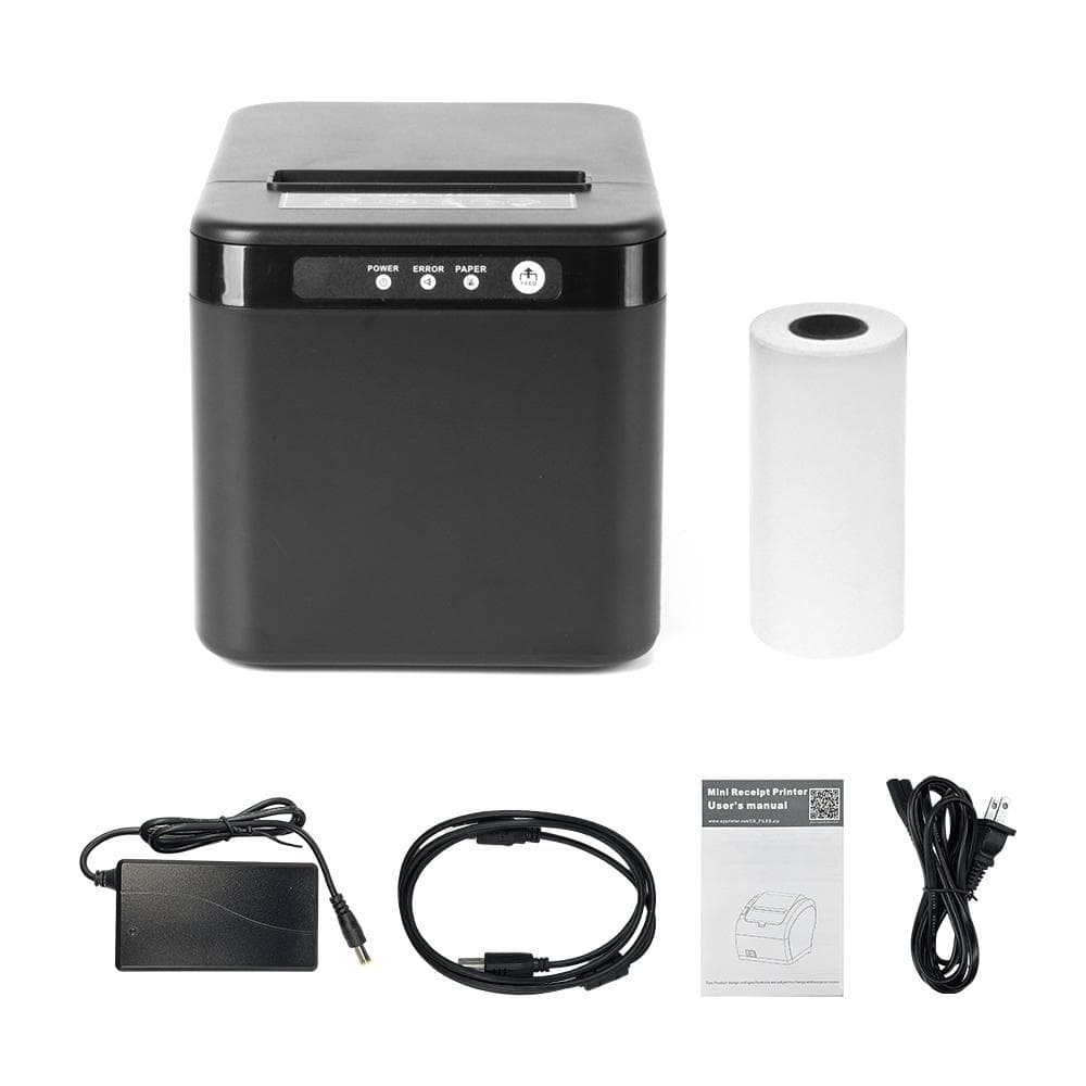 80mm Receipt Printer ESCPOS Thermal Printer Desktop Direct Print USB+LAN Connection High US black