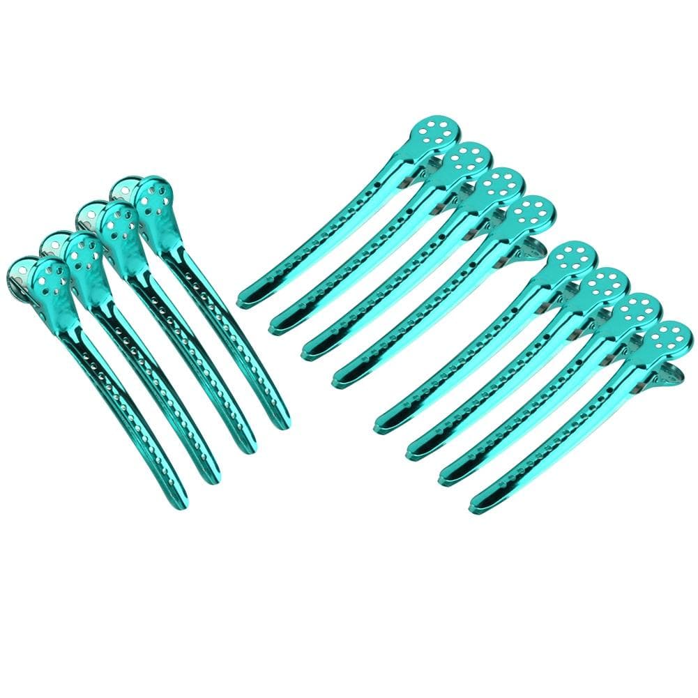 12pcsBox Hair Styling Clips Hairdressing Salon Sectioning Hairpins for Salon Styling Purple green