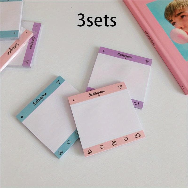 3sets Candy Colored Instagram Frame Sticky Notes, Sticky Notes, Ledger Material, 150 Sheets 3pcs